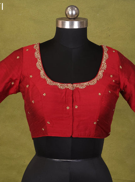 Maroon Raw Silk Embroidery Readymade Blouse