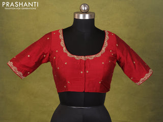 Maroon Raw Silk Embroidery Readymade Blouse