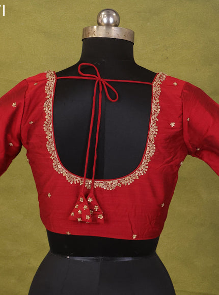Maroon Raw Silk Embroidery Readymade Blouse