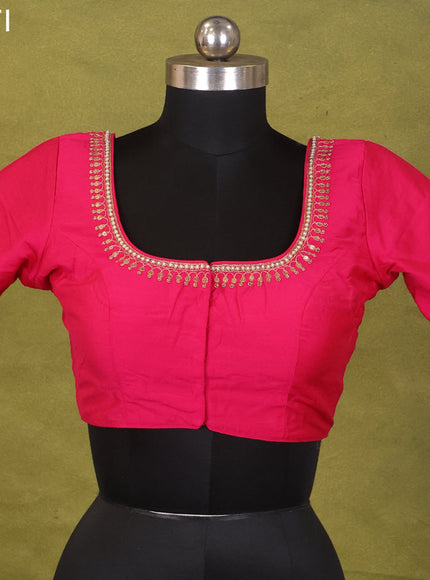 Pink Raw Silk Embroidery Readymade Blouse