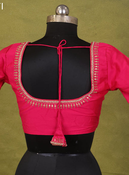 Pink Raw Silk Embroidery Readymade Blouse