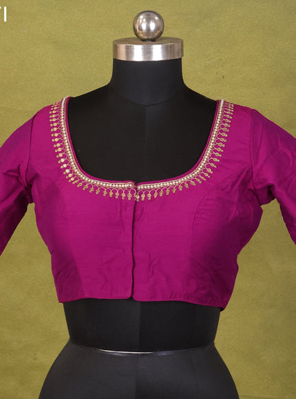 Purple Raw Silk Embroidery Readymade Blouse