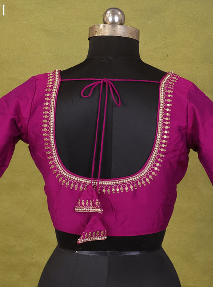 Purple Raw Silk Embroidery Readymade Blouse