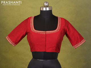 Maroon Raw Silk Embroidery Readymade Blouse