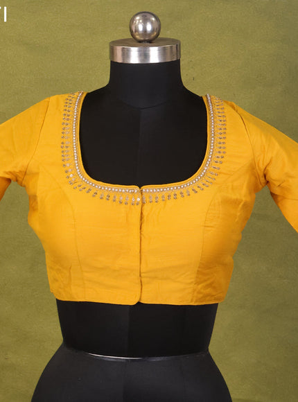 Yellow Raw Silk Embroidery Readymade Blouse
