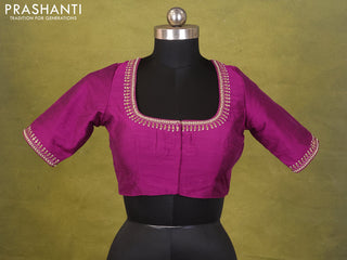 Purple Raw Silk Embroidery Readymade Blouse