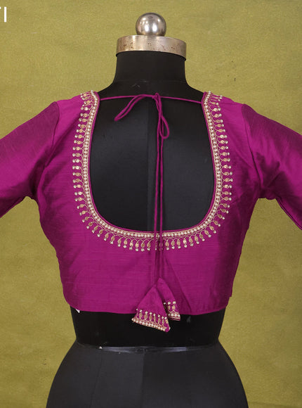 Purple Raw Silk Embroidery Readymade Blouse