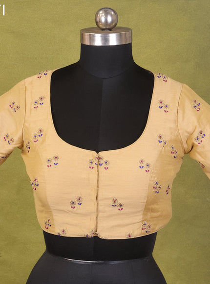 Beige Raw Silk Embroidery Readymade Blouse