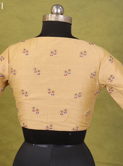 Beige Raw Silk Embroidery Readymade Blouse