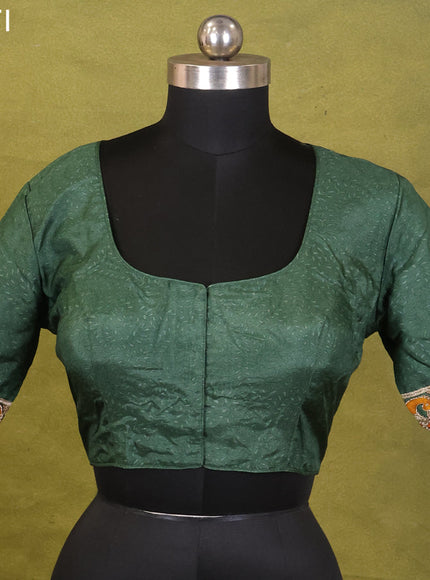 Green Tussar Printed Readymade Blouse