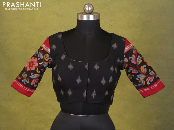 Black Ikat Cotton Printed Readymade Blouse