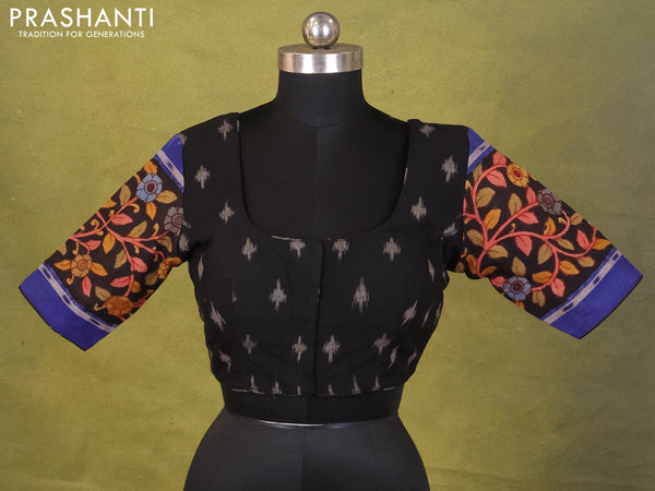 Black Ikat Cotton Printed Readymade Blouse