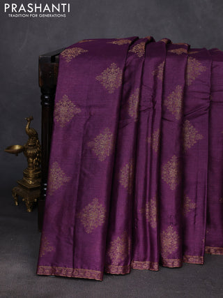 Purple & Green Banarasi Tussar Silk Saree