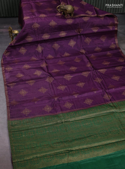 Purple & Green Banarasi Tussar Silk Saree
