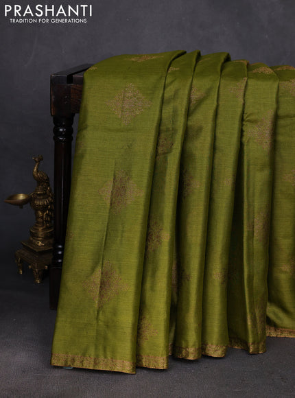 Green & Purple Banarasi Tussar Silk Saree