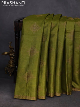 Green & Purple Banarasi Tussar Silk Saree