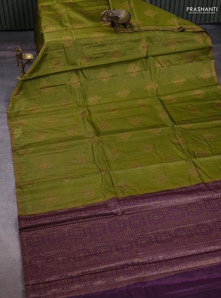 Green & Purple Banarasi Tussar Silk Saree