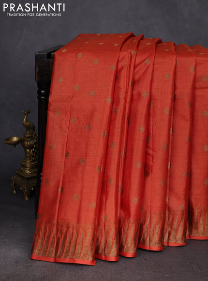 Rust & Purple Banarasi Tussar Silk Saree