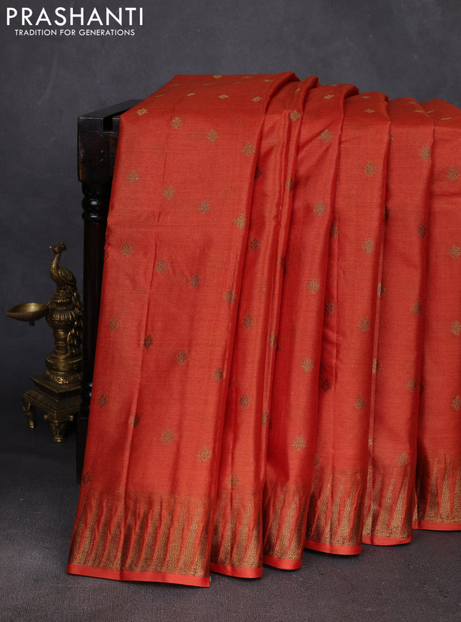 Rust & Purple Banarasi Tussar Silk Saree