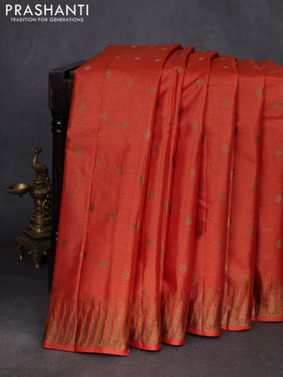 Rust & Purple Banarasi Tussar Silk Saree