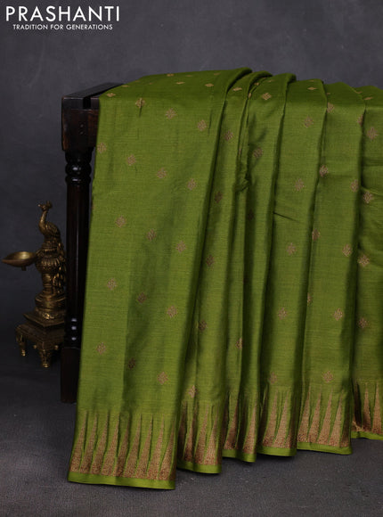 Green & Purple Banarasi Tussar Silk Saree