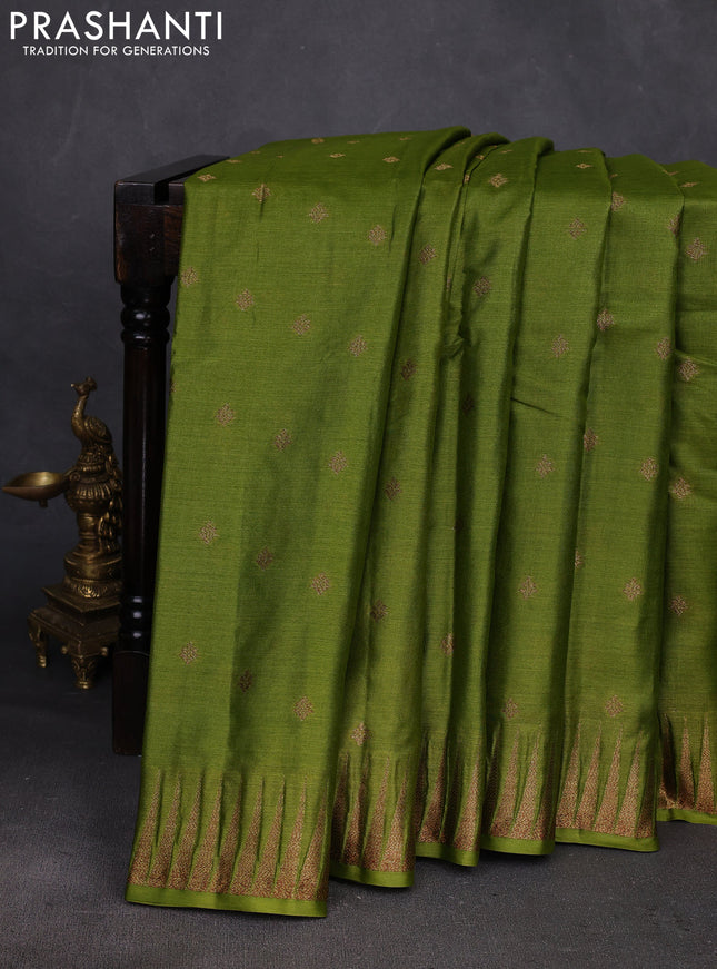 Green & Purple Banarasi Tussar Silk Saree
