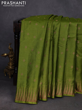 Green & Purple Banarasi Tussar Silk Saree