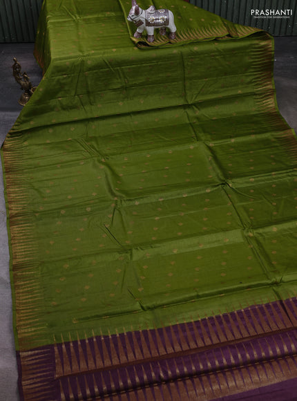 Green & Purple Banarasi Tussar Silk Saree