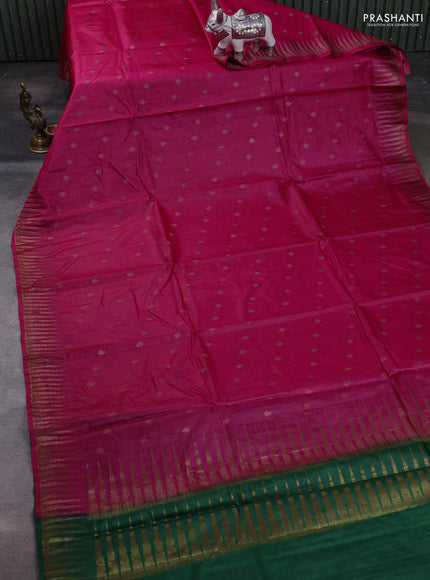 Pink & Green Banarasi Tussar Silk Saree