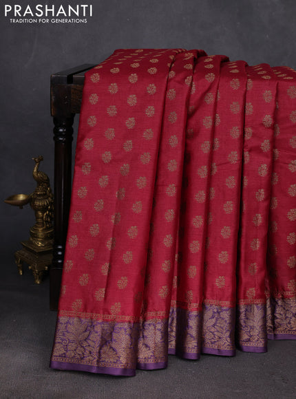 Maroon & Purple Banarasi Tussar Silk Saree
