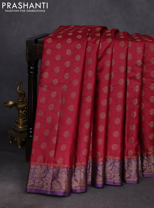 Maroon & Purple Banarasi Tussar Silk Saree