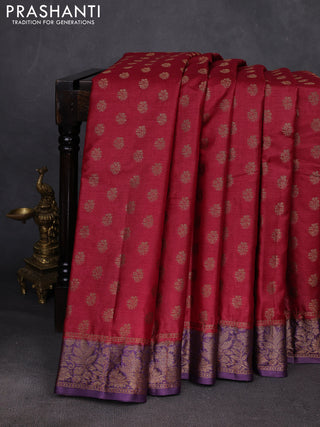 Maroon & Purple Banarasi Tussar Silk Saree