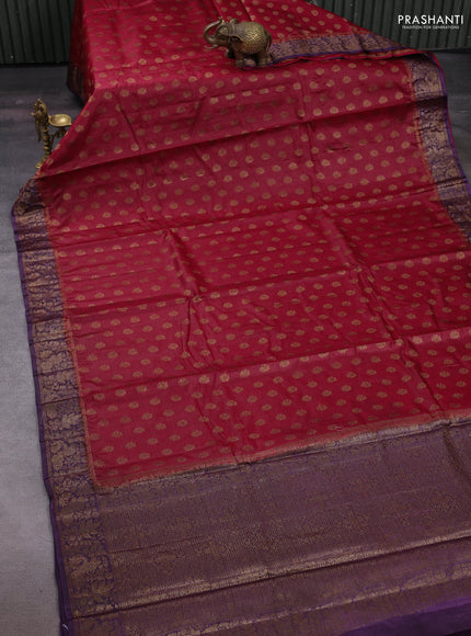 Maroon & Purple Banarasi Tussar Silk Saree