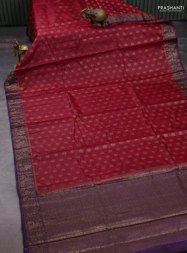 Maroon & Purple Banarasi Tussar Silk Saree