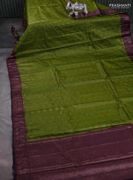 Green & Purple Banarasi Tussar Silk Saree