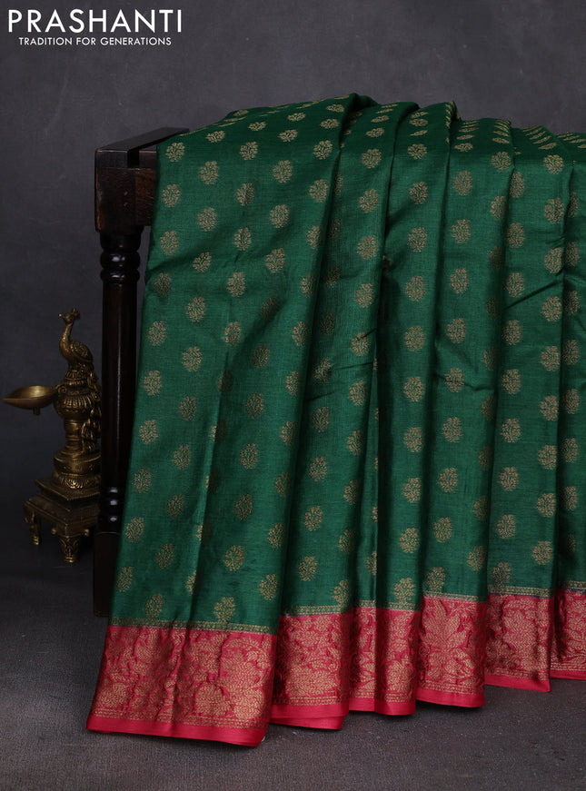 Green & Maroon Banarasi Tussar Silk Saree