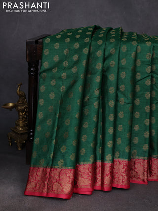 Green & Maroon Banarasi Tussar Silk Saree