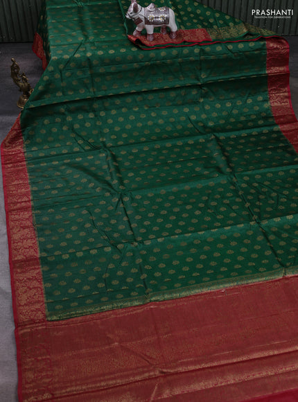 Green & Maroon Banarasi Tussar Silk Saree