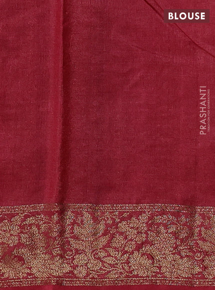 Green & Maroon Banarasi Tussar Silk Saree