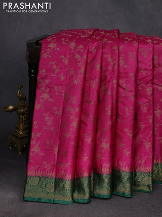 Pink & Green Banarasi Tussar Silk Saree