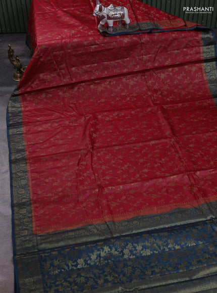 Maroon & Peacock Blue Banarasi Tussar Silk Saree