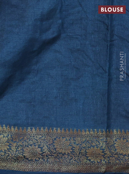 Maroon & Peacock Blue Banarasi Tussar Silk Saree