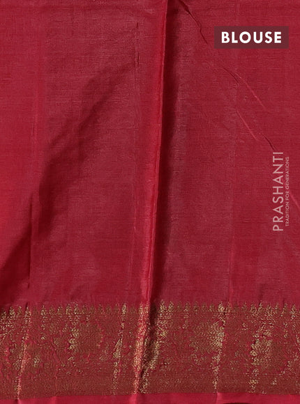 Mustard Yellow & Maroon Banarasi Tussar Silk Saree