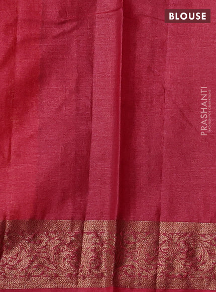 Mustard Yellow & Maroon Banarasi Tussar Silk Saree