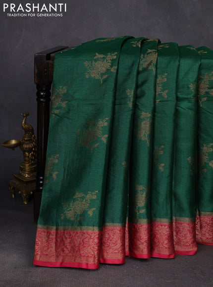 Green & Maroon Banarasi Tussar Silk Saree
