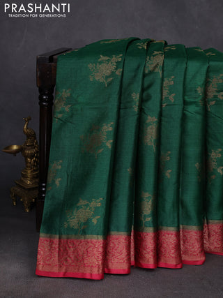 Green & Maroon Banarasi Tussar Silk Saree