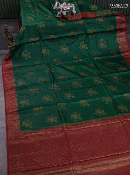 Green & Maroon Banarasi Tussar Silk Saree