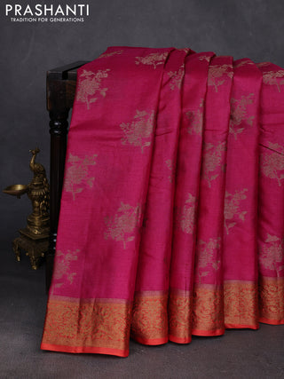 Pink & Rust Banarasi Tussar Silk Saree
