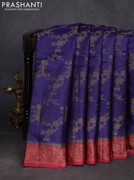 Violet & Maroon Banarasi Tussar Silk Saree
