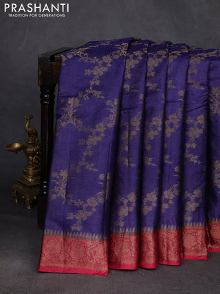 Violet & Maroon Banarasi Tussar Silk Saree
